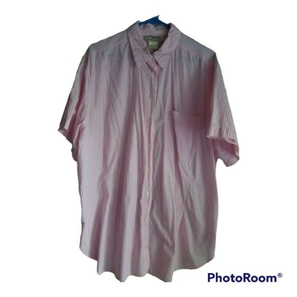 Vintage Cali Pink and White Stripe Button Up Blouse Size XXL